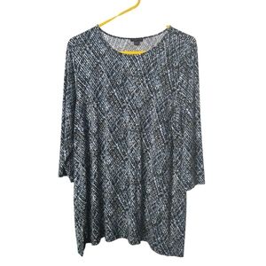 J. Jill Black and White Patterned Long Sleeve Tunic